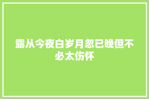 露从今夜白岁月忽已晚但不必太伤怀