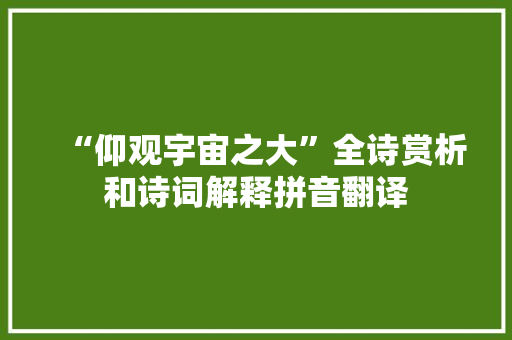 “仰观宇宙之大”全诗赏析和诗词解释拼音翻译