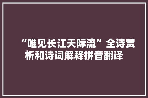 “唯见长江天际流”全诗赏析和诗词解释拼音翻译