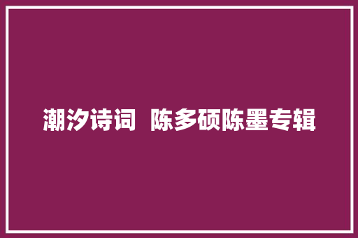 潮汐诗词  陈多硕陈墨专辑