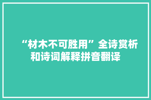 “材木不可胜用”全诗赏析和诗词解释拼音翻译