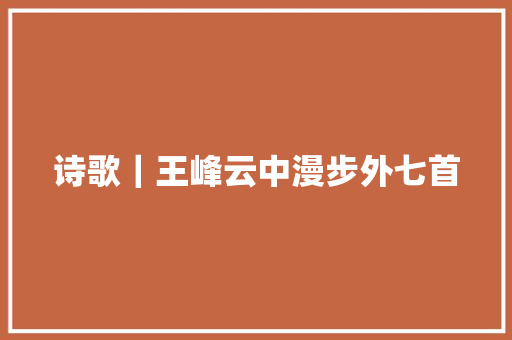 诗歌｜王峰云中漫步外七首