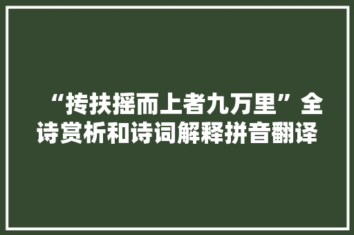 “抟扶摇而上者九万里”全诗赏析和诗词解释拼音翻译