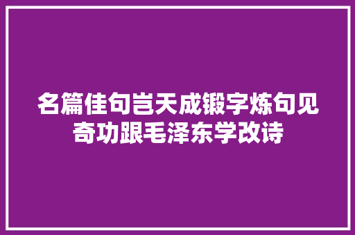 名篇佳句岂天成锻字炼句见奇功跟毛泽东学改诗