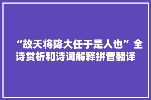 “故天将降大任于是人也”全诗赏析和诗词解释拼音翻译