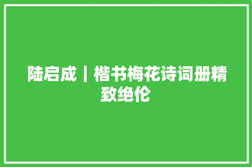 陆启成｜楷书梅花诗词册精致绝伦