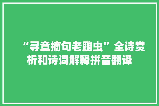 “寻章摘句老雕虫”全诗赏析和诗词解释拼音翻译