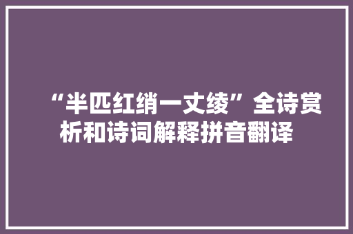 “半匹红绡一丈绫”全诗赏析和诗词解释拼音翻译