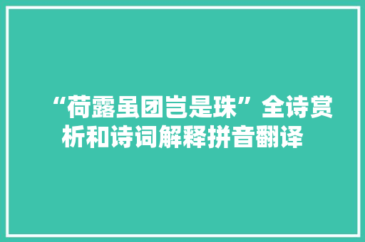 “荷露虽团岂是珠”全诗赏析和诗词解释拼音翻译