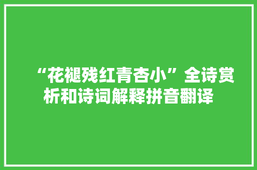 “花褪残红青杏小”全诗赏析和诗词解释拼音翻译