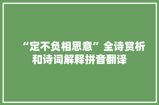 “定不负相思意”全诗赏析和诗词解释拼音翻译