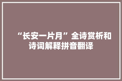 “长安一片月”全诗赏析和诗词解释拼音翻译