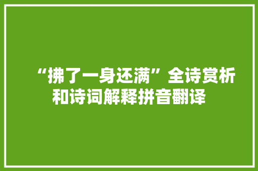 “拂了一身还满”全诗赏析和诗词解释拼音翻译