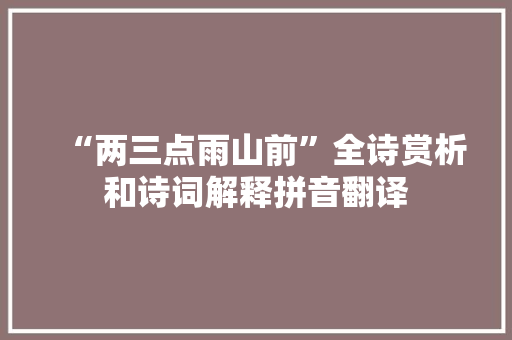 “两三点雨山前”全诗赏析和诗词解释拼音翻译