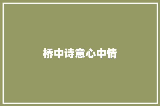 桥中诗意心中情