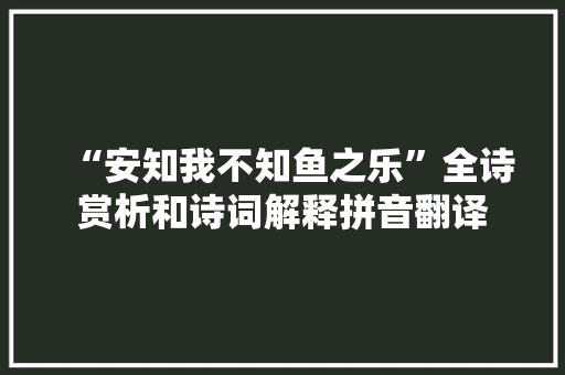 “安知我不知鱼之乐”全诗赏析和诗词解释拼音翻译