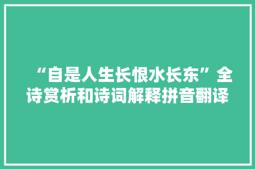 “自是人生长恨水长东”全诗赏析和诗词解释拼音翻译