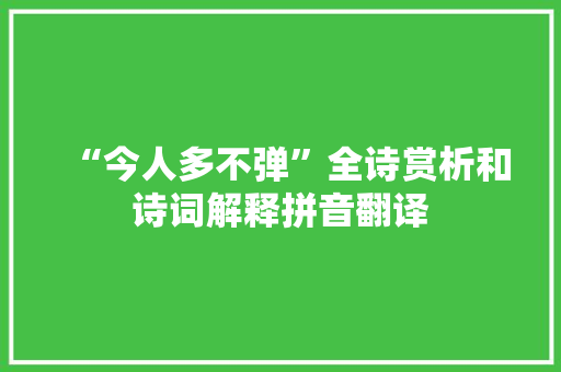 “今人多不弹”全诗赏析和诗词解释拼音翻译