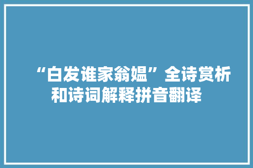 “白发谁家翁媪”全诗赏析和诗词解释拼音翻译