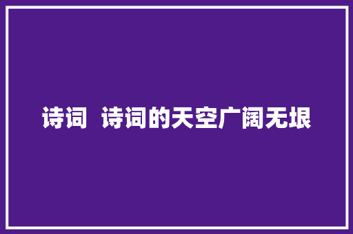 诗词  诗词的天空广阔无垠