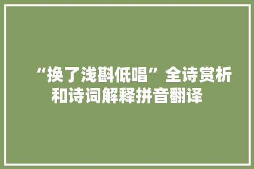 “换了浅斟低唱”全诗赏析和诗词解释拼音翻译