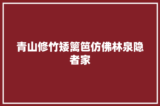 青山修竹矮篱笆仿佛林泉隐者家