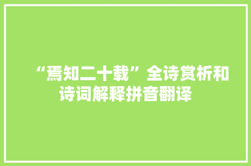 “焉知二十载”全诗赏析和诗词解释拼音翻译