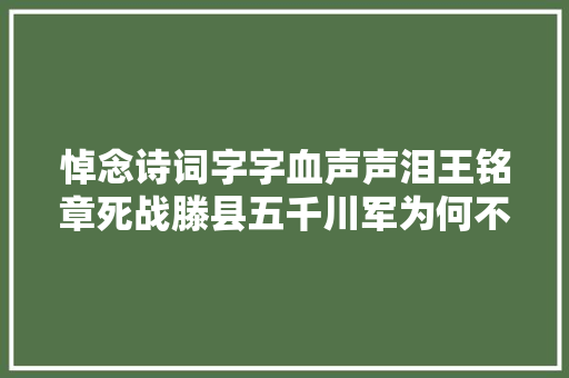 悼念诗词字字血声声泪王铭章死战滕县五千川军为何不撤不降