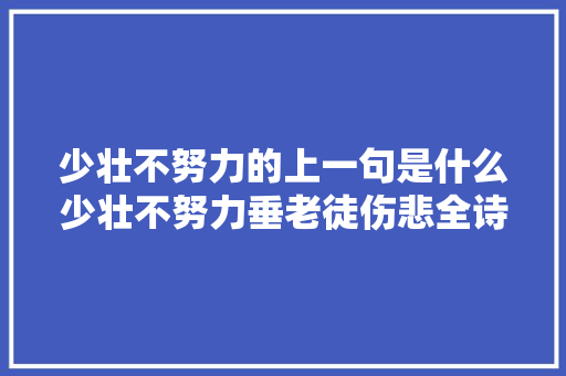 少壮不努力的上一句是什么少壮不努力垂老徒伤悲全诗