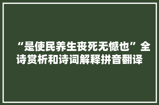 “是使民养生丧死无憾也”全诗赏析和诗词解释拼音翻译