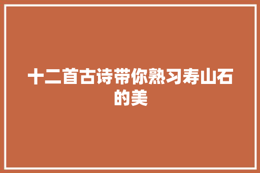 十二首古诗带你熟习寿山石的美