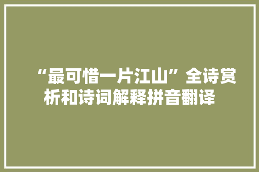“最可惜一片江山”全诗赏析和诗词解释拼音翻译