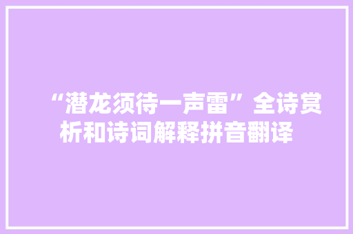 “潜龙须待一声雷”全诗赏析和诗词解释拼音翻译