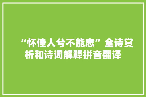 “怀佳人兮不能忘”全诗赏析和诗词解释拼音翻译