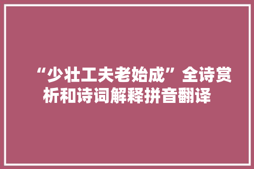 “少壮工夫老始成”全诗赏析和诗词解释拼音翻译