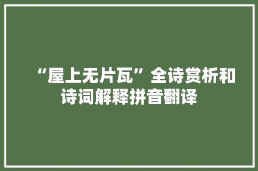 “屋上无片瓦”全诗赏析和诗词解释拼音翻译