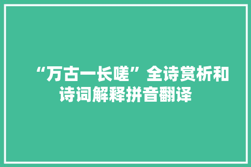 “万古一长嗟”全诗赏析和诗词解释拼音翻译