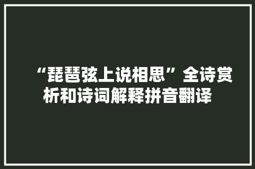 “琵琶弦上说相思”全诗赏析和诗词解释拼音翻译