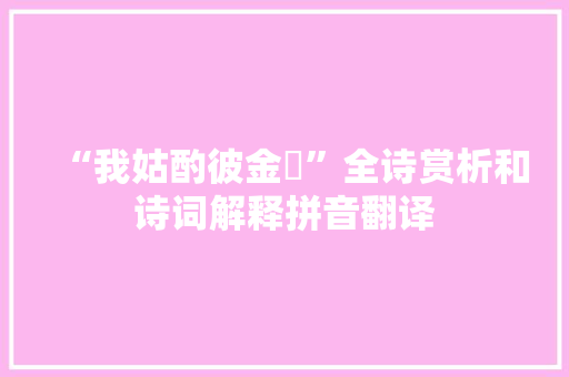 “我姑酌彼金罍”全诗赏析和诗词解释拼音翻译