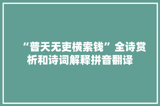 “普天无吏横索钱”全诗赏析和诗词解释拼音翻译