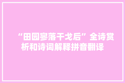 “田园寥落干戈后”全诗赏析和诗词解释拼音翻译