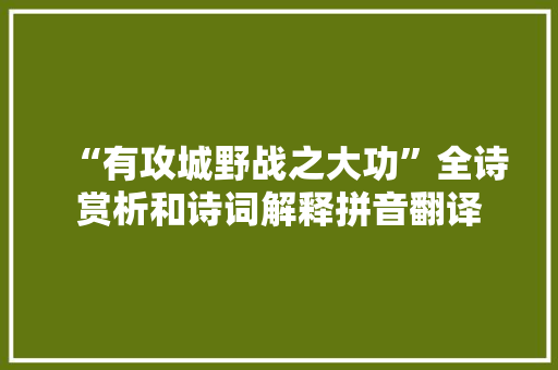 “有攻城野战之大功”全诗赏析和诗词解释拼音翻译