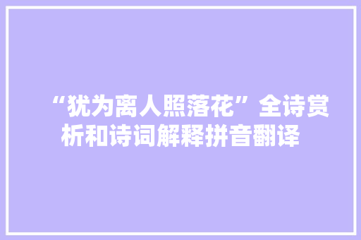 “犹为离人照落花”全诗赏析和诗词解释拼音翻译