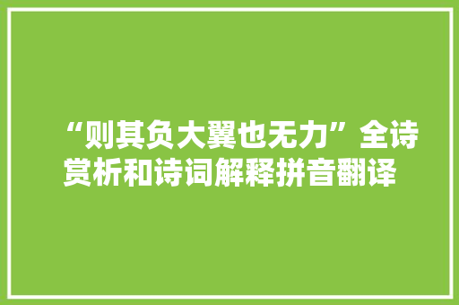 “则其负大翼也无力”全诗赏析和诗词解释拼音翻译