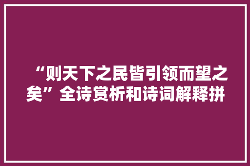 “则天下之民皆引领而望之矣”全诗赏析和诗词解释拼音翻译