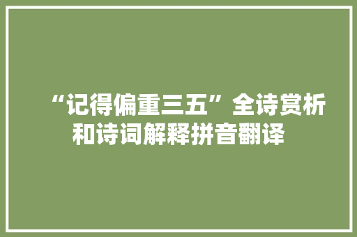 “记得偏重三五”全诗赏析和诗词解释拼音翻译
