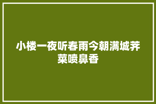 小楼一夜听春雨今朝满城荠菜喷鼻香