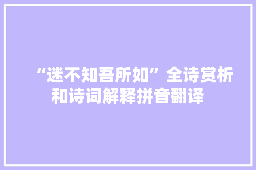 “迷不知吾所如”全诗赏析和诗词解释拼音翻译