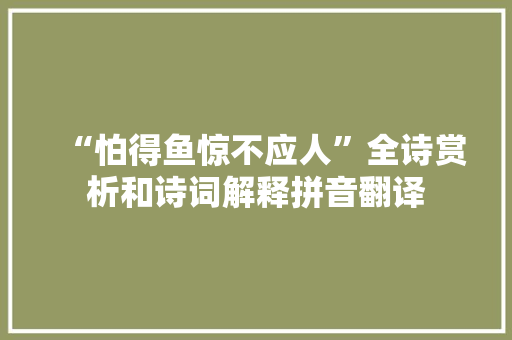 “怕得鱼惊不应人”全诗赏析和诗词解释拼音翻译
