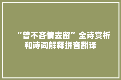 “曾不吝情去留”全诗赏析和诗词解释拼音翻译
